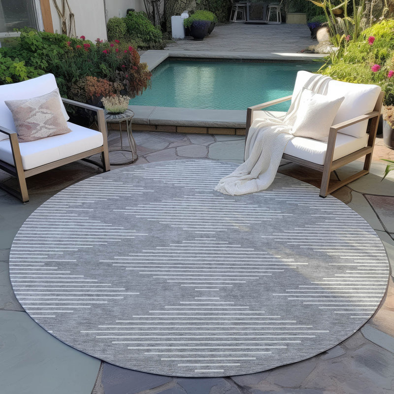 Tapis intérieur / extérieur gris Velina , 8 pi x 8 pi