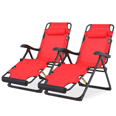 Outdoor Patio Zero Gravity Folding Lounge Chairs Folding Reclining Beach Lawn Loungers with Adjustable Headrest and Foot Pads