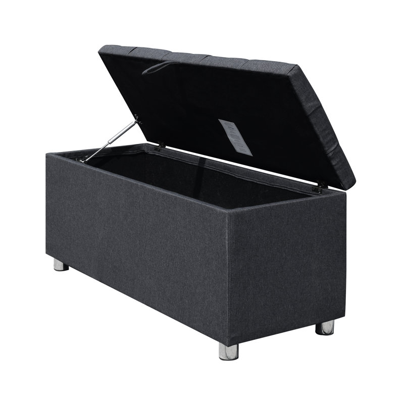 Greco Linen Blend Upholstered Storage Bench