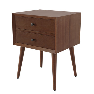 Romaro Acacia Wood Nightstand with 2 Easy-Glide Drawers