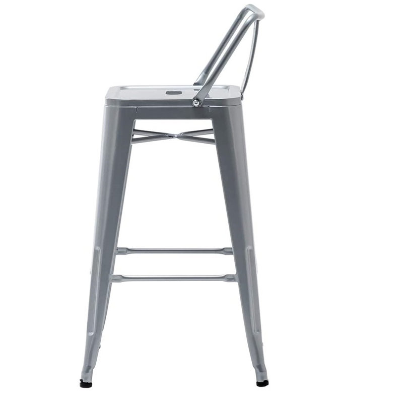 Addis Counter Stool with Metal Frame, 30" Seat Height, Silver