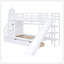 Lit superposé simple au-dessus d'un lit simple avec 2 tiroirs, 3 tablettes et glissade - blanc-130092052