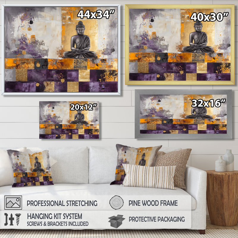 Bouddha, art spirituel, art asiatique, bouddha, salon, H 34 po x l 44 po, Reproduction encadrée d'une seule photo sans pass