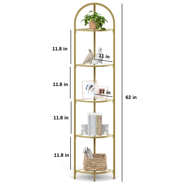 Dawni Corner Bookcase, Gold