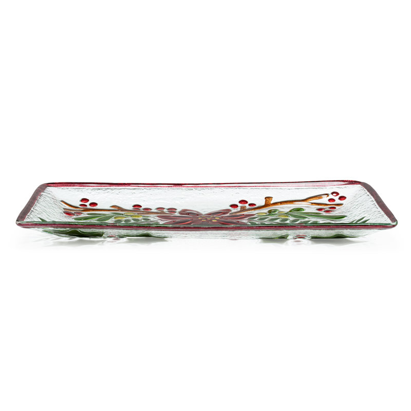 Poinsettia Rectangle Platter - 15X8in