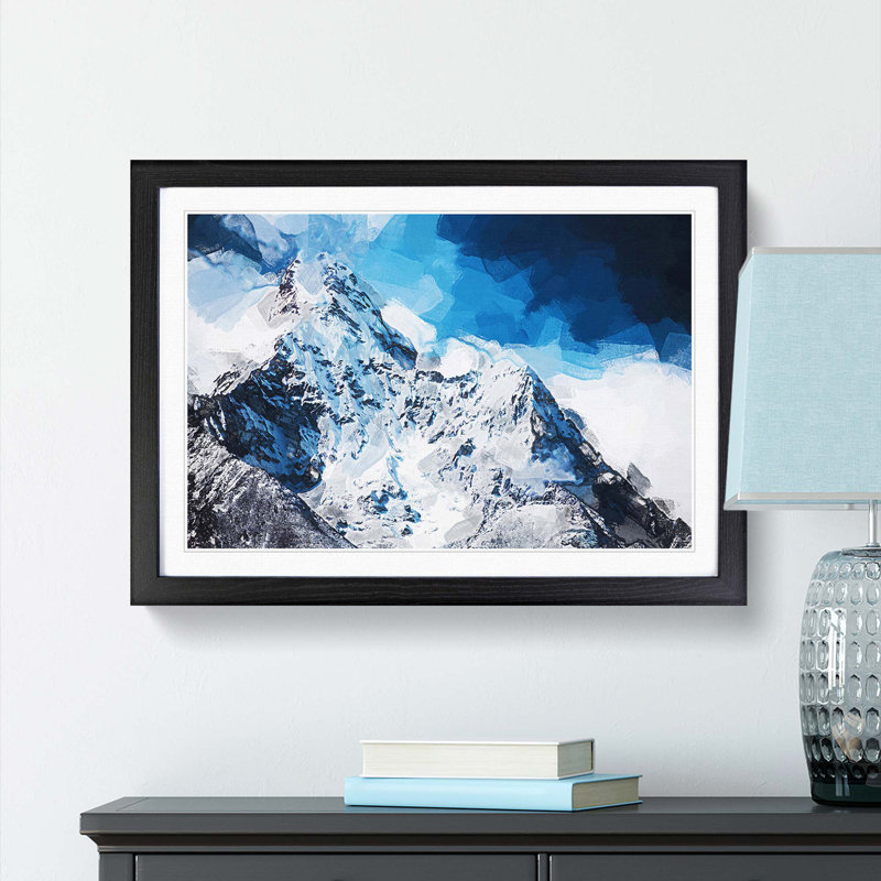 Mount Everest in Abstract - Picture Frame Graphic Art Print on MDF, 36cm H x 48cm W x 2cm D, Black Framed
