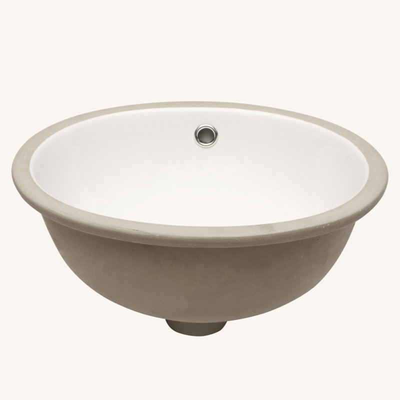 16.5" x 13.4" White Ceramic Oval Undermount Bathroom Sink with Overflow