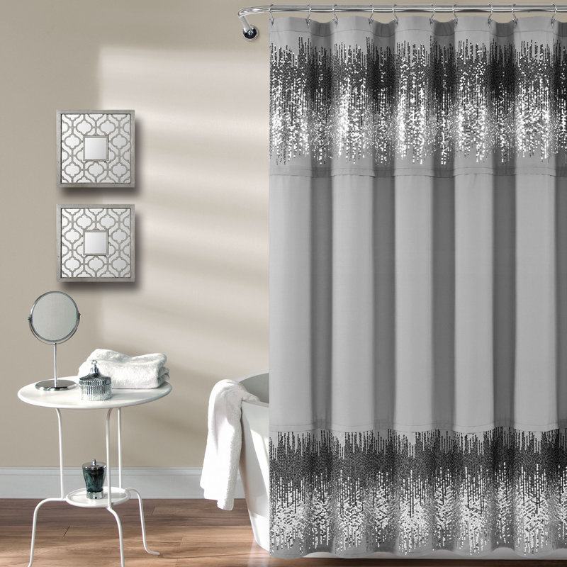 Marsham Polyester Shower Curtain, Dark Grey/Black