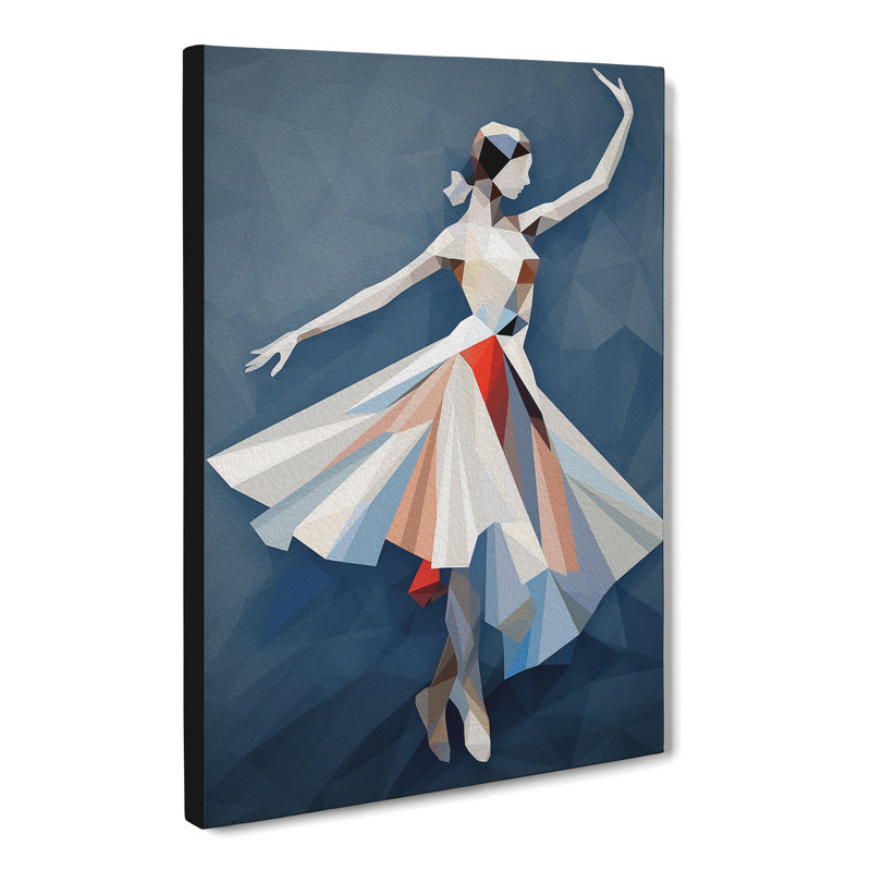 Ballet Dancer Geometric - Print on Canvas, 60cm H x 40cm W x 3cm D