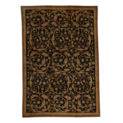 Tapis noir de haute qualité noué à la main