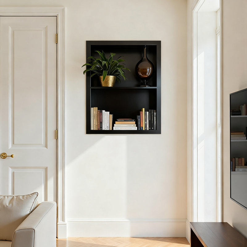 Armoire de rangement encastrée en métal, Noir, H 19,6 po x l 15,6 po x P 3,9 po