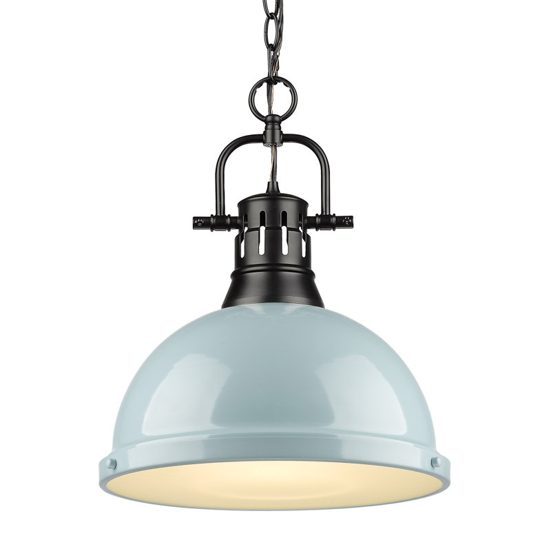 Luminaire suspendu en forme de dôme 1 lumière Alethia, Écume de mer, Noir mat