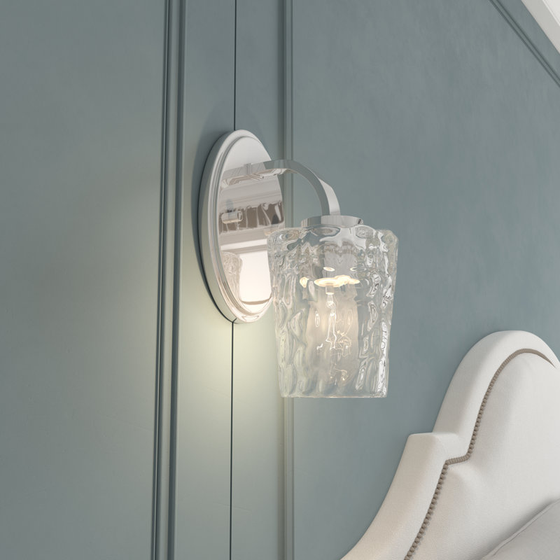 Saratoga 12" H 1-Light Steel Armed Vanity Sconce with Glass Shade , Chrome