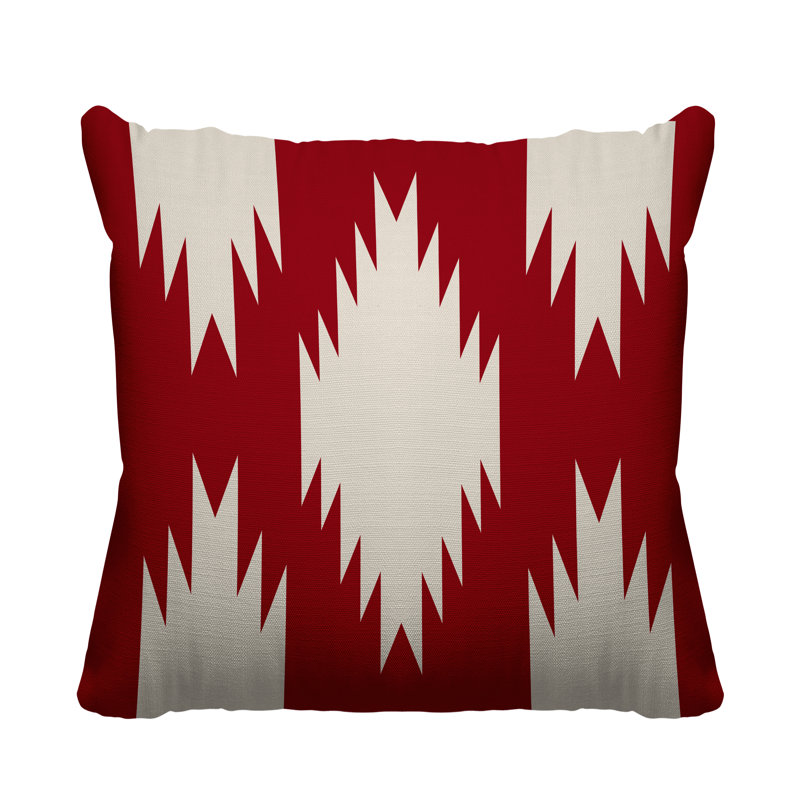 Coussin intérieur / extérieur Yuma Southwestern, Rouge, L 15 po x H 15 po