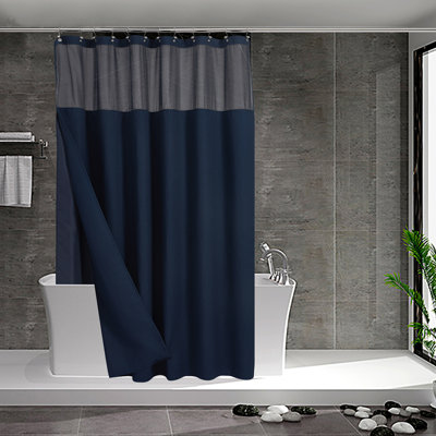 Waffle Weave Shower Curtain With Snap-In Liner, 12 Hooks Included