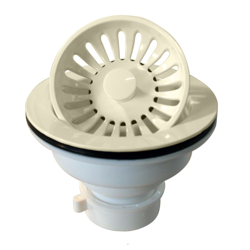 4-3/8" Push-Pull Style Kitchen Sink Basket Strainer, Powdercoated Biscuit