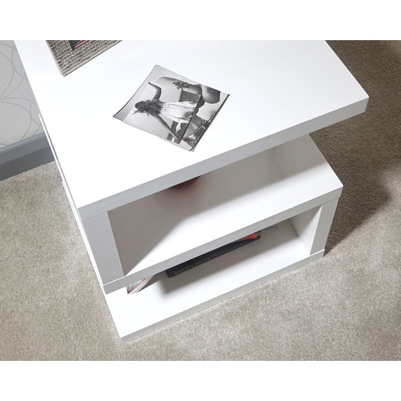 Algrange Floor Shelf End Table, White
