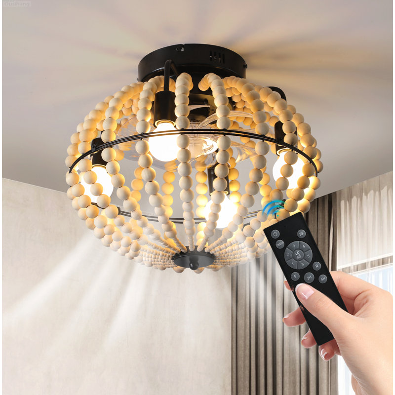 Ventilateur de plafond encastré avec moteur 6 vitesses Boho Farmhouse