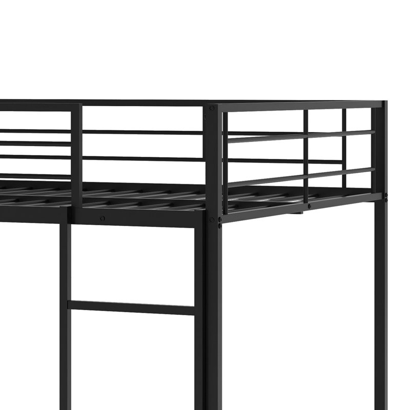 Metal Bunk Bed With Slide And Guardrails, Full Over Full, Black