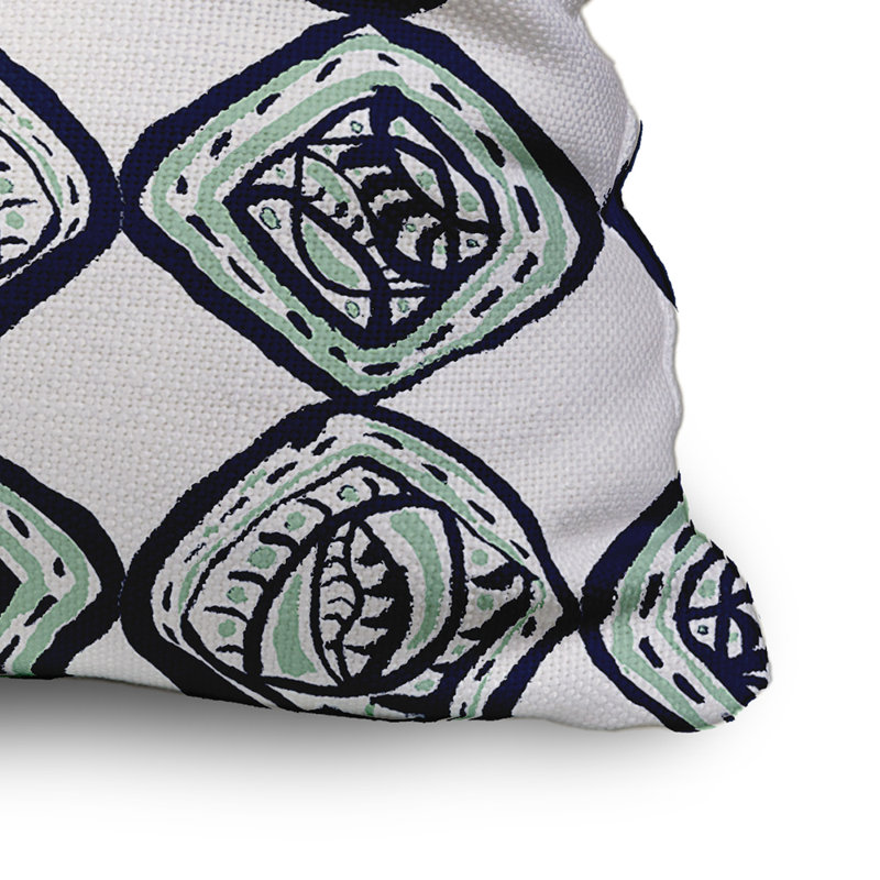 Geometric Reversible Throw Pillow, 20" x 20", Navy Blue/Green