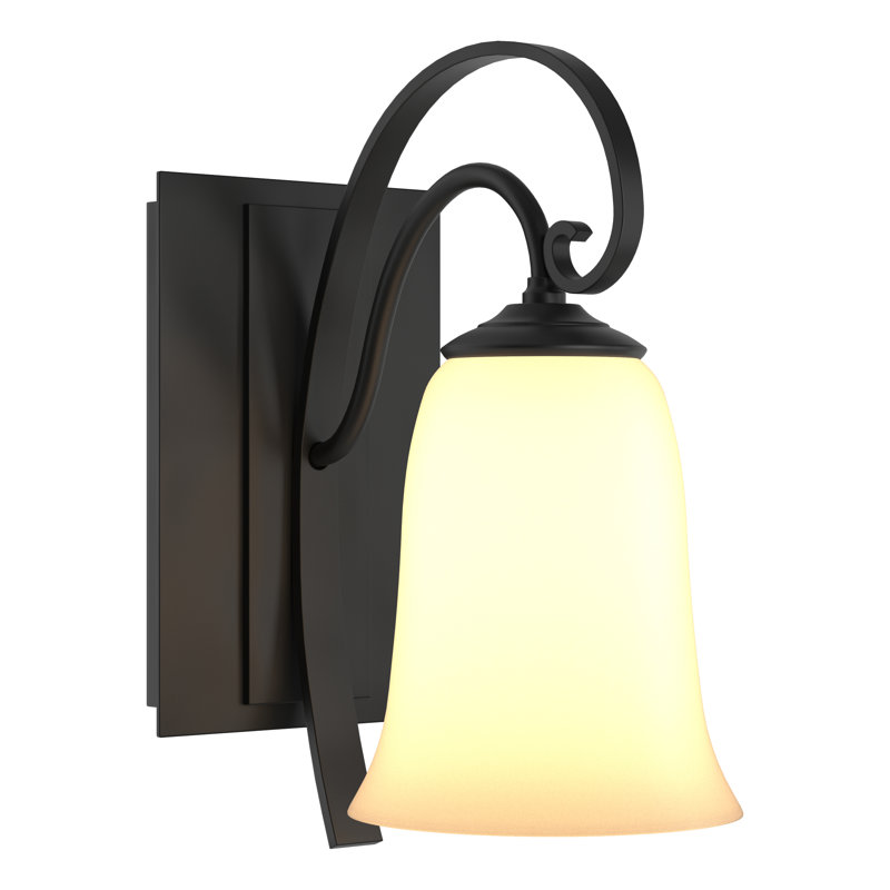 Scroll Sconce - Opal Glass, Black