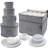 Storage Containers - Quilted 6-Piece Set Storage Box- Stores Chinaware, Stemware, Dinnerware,Grey
