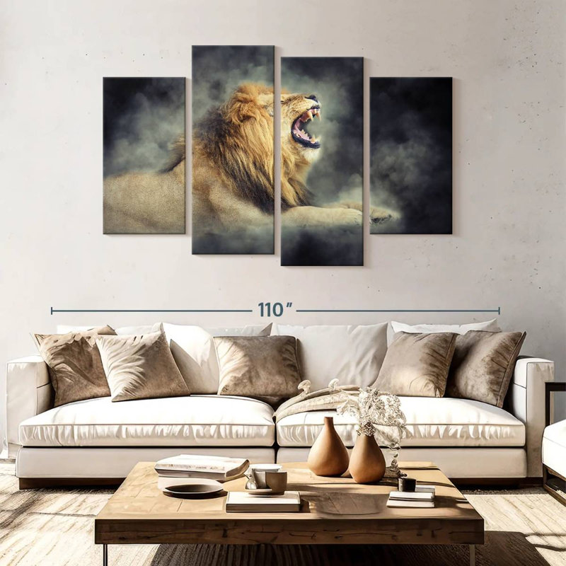 Lion sauvage brumeux Brampt, H 54 po x l 84 po