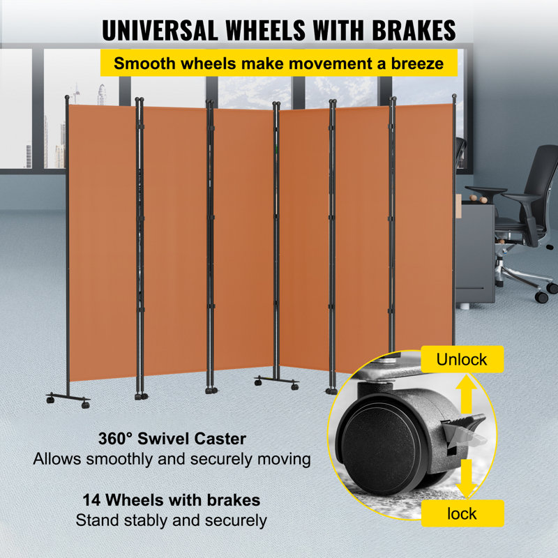121'' W x 73'' H 6 - Panel Metal Folding Room Divider
