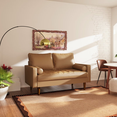 58" Faux Leather Square Arm Loveseat