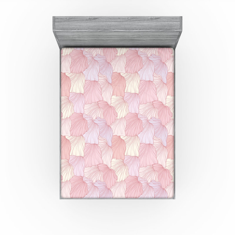 Drap-housse Ambesonne, Drap-housse très grand californien, Mauve pastel / motif abstrait rose pâle