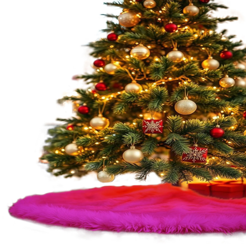 Jupe d'arbre en fausse fourrure avec bords arrondis Fabricla, L 40 po x L 40 po, Fuchsia