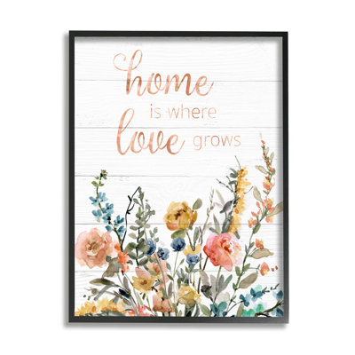 Home's Where Love Grows Motivation Family Expression Spring Wildflowers par Carol Robinson - Peinture