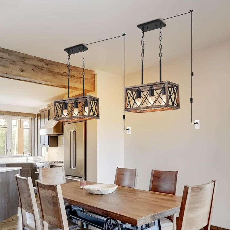 Luminaire suspendu pour îlot de cuisine à 3 lumières Farmhouse, Trois lumières, H 7 po x l 16,5 po x P 8 po