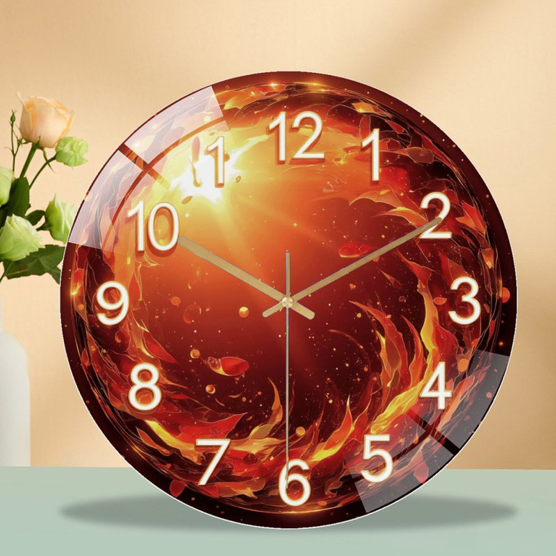Horloge murale Fiery Sunburst