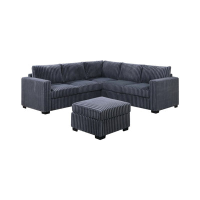 Dark Gray, Corduroy, 4, Sectional , , L-shaped, Square Arms, Back, Interactive Gatherings 4 Relaxing At Home