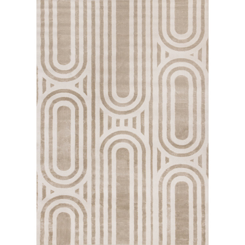 Amabilia Soft Modern Arches Grey Beige Area Rug, Rectangle 5'3" x 7'7"