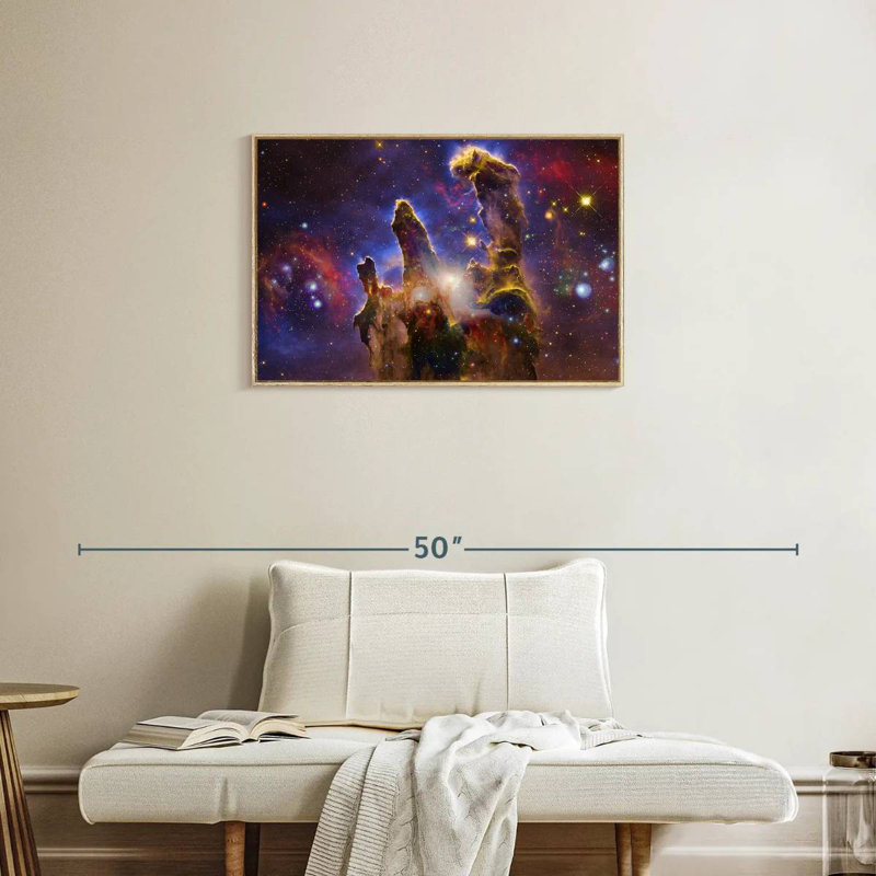 Nébuleuses et étoiles, Cadre flottant en bois naturel, 31 po x 21 po