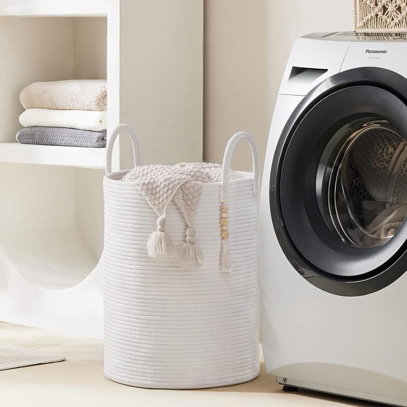 Fabric Laundry Hamper, White