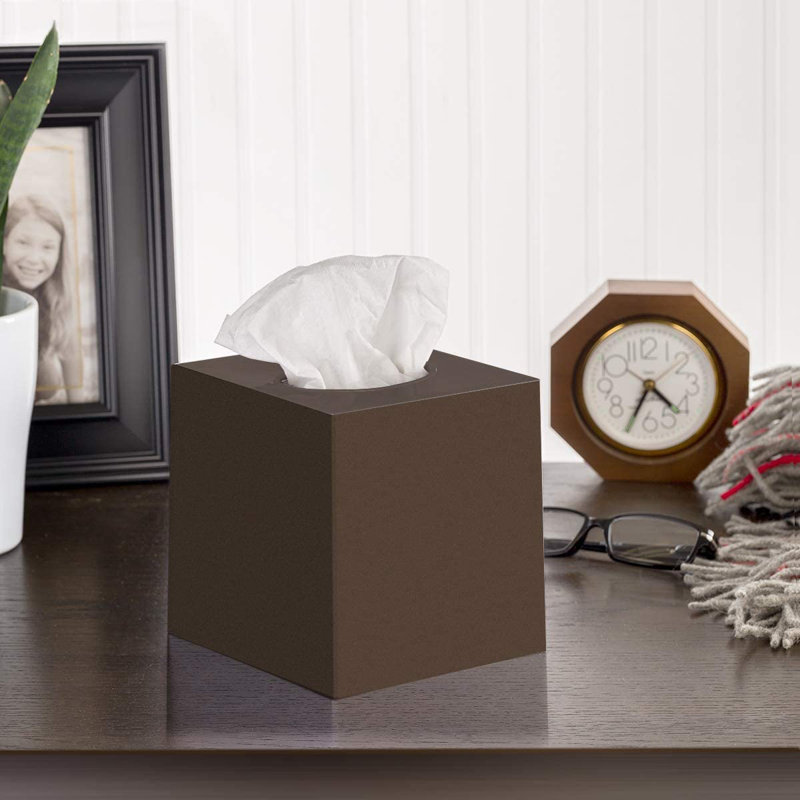 Couvercle de boîte à mouchoirs beige - carré, Brun