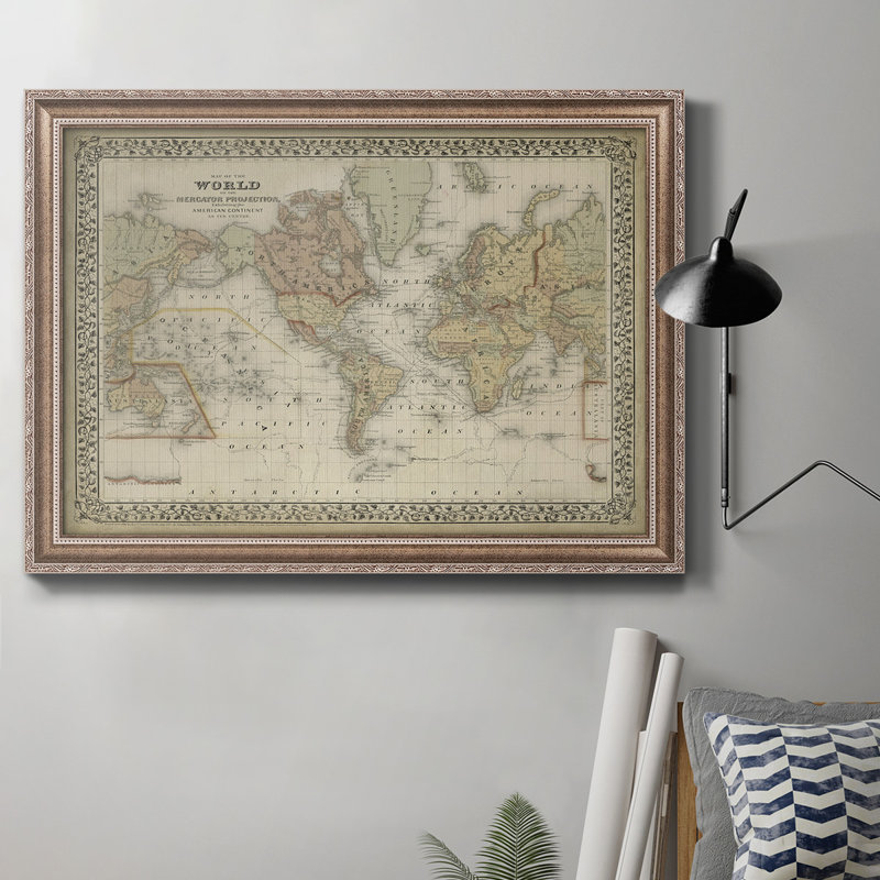 Carte du monde de Mitchell - photographie sur toile encadrée, H 24 po x l 36 po x P 2,5 po