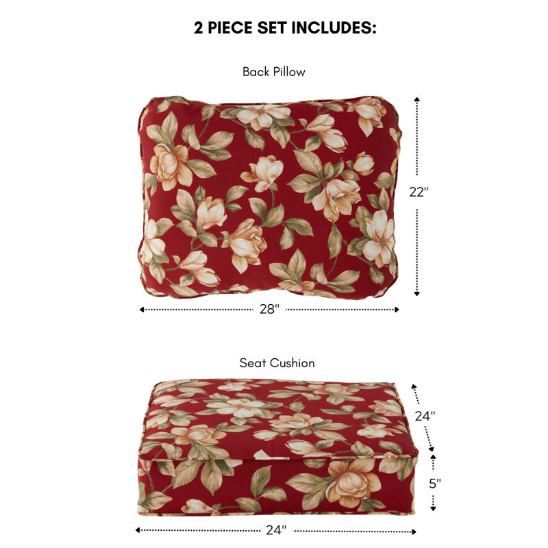 Outdoor 2-Piece Deep Seat Cushion Set, Roma Floral