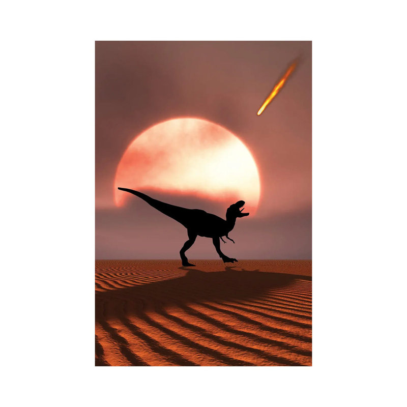 A Lone T-Rex Watches A Falling Asteroid That Will Bring About The Extinction Of All Dinosaurs by Mark Stevenson - Wrapped Canvas Print