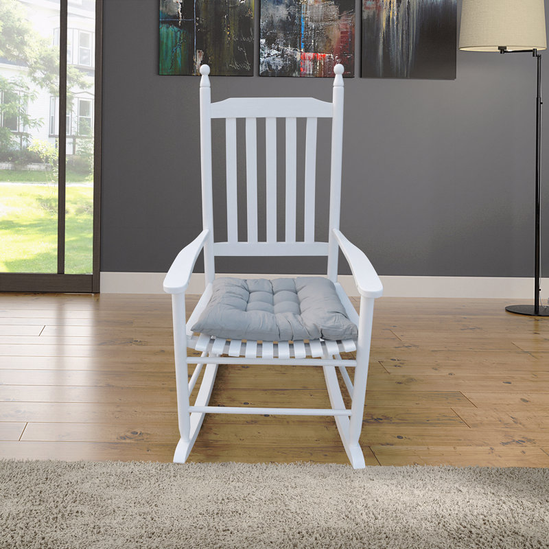 Chaise berçante en bois blanc, sans tapis, Blanc