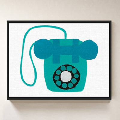 «Retro Téléphone Blue» par Jen Bucheli - Impression sur toile