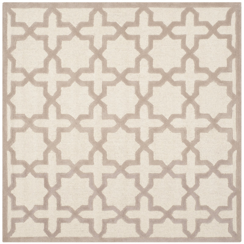 Cannen Hand Tufted Wool Geometric Rug, Square 6'