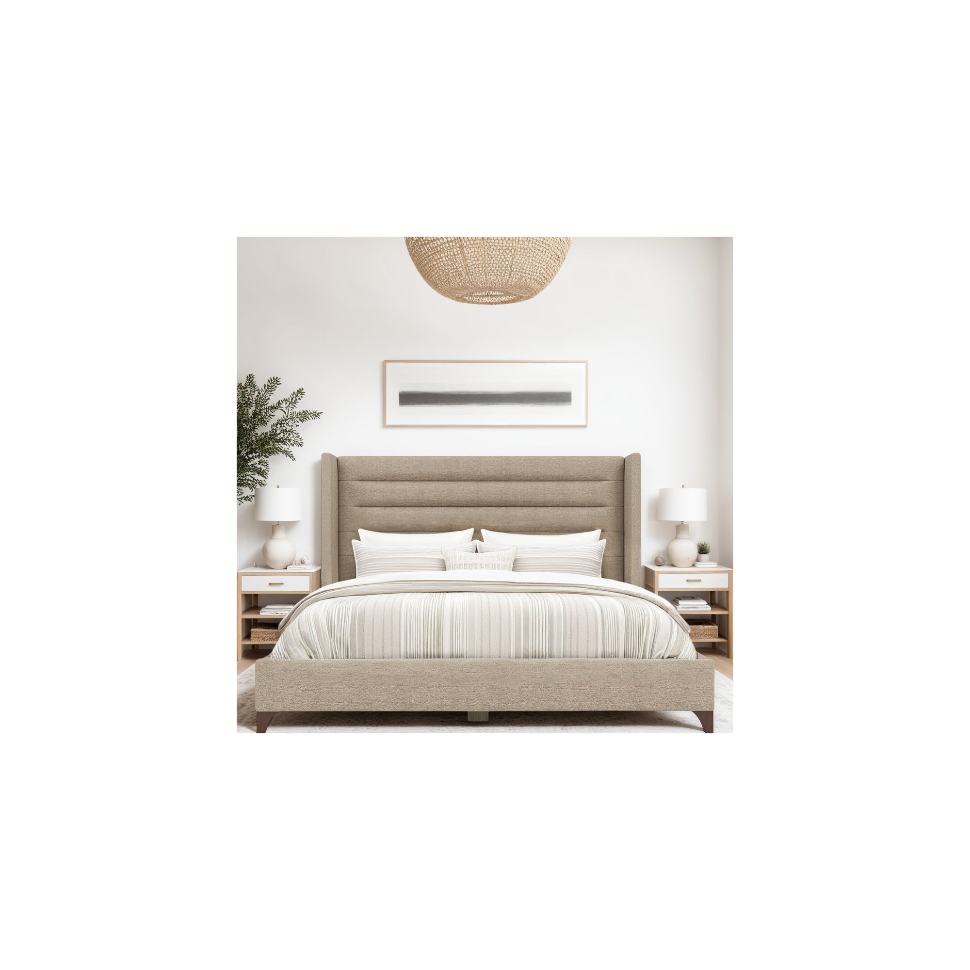 Miliyah Horizontal Channel Upholstered Bed, Flax Revolution®, King