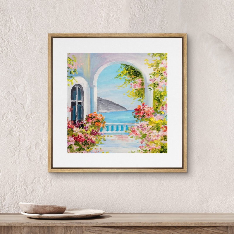 Fleurs roses encadrées sur toile, H 16 po x l 16 po, Naturel
