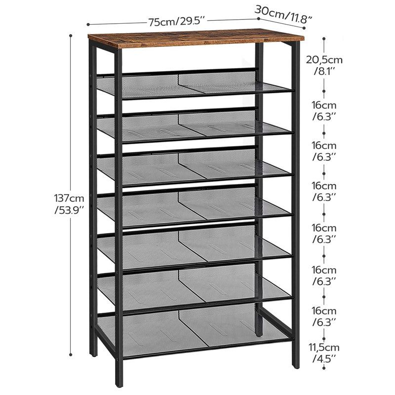 Large Capacity 8 - Tier Shoe Rack, Efficient Storage for a Neat Home, 8, 53.9" H x 29.5" W x 11.8" D