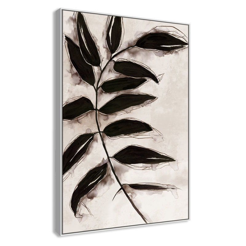 Feuilles II - Toile à cadre flottant, H 61,5 po x l 41,5 po x P 2 po, Cadre blanc