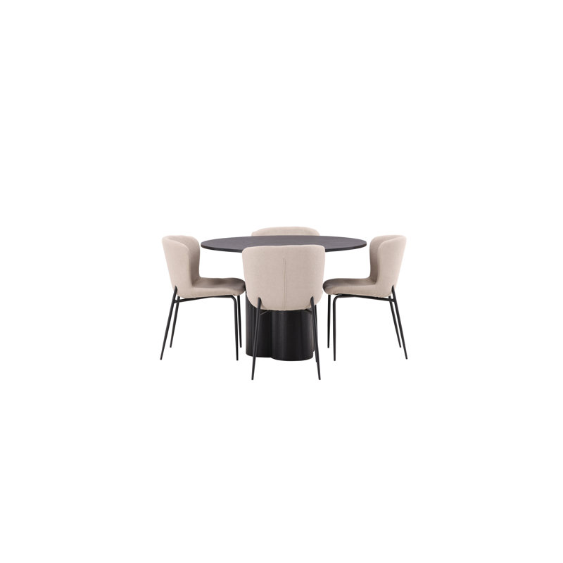 Melrose 4 - Person Dining Set, Dark Grey, Dark Grey, Black